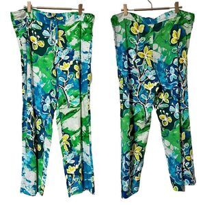 Jams World Butterfly Colorful Pants Size XS Blue Hawaiian Crackle Print Tropical